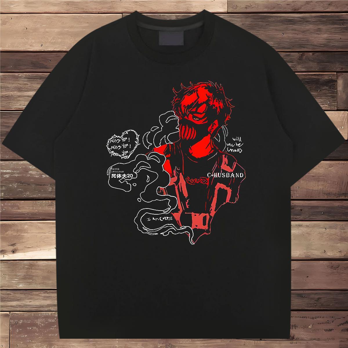 DIY Home Outdoor Men Tees man Breathable Crew Neck 100% Cotton 230g T-Shirts Loose Fit Anime Print Clothes