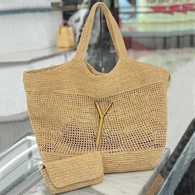 Totes Icare Maxi Tote Bag Designer Women Luxury Handbag Raffias Hand-Embroidered Straw High Quality Beach Large Capacity