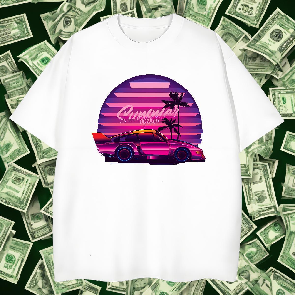 Cool Design Couples T Shirts Daily Wear 100% Cotton 230g White Plus Size Crew Neck Breathable car T Shirts Men Brand Tee Shirt