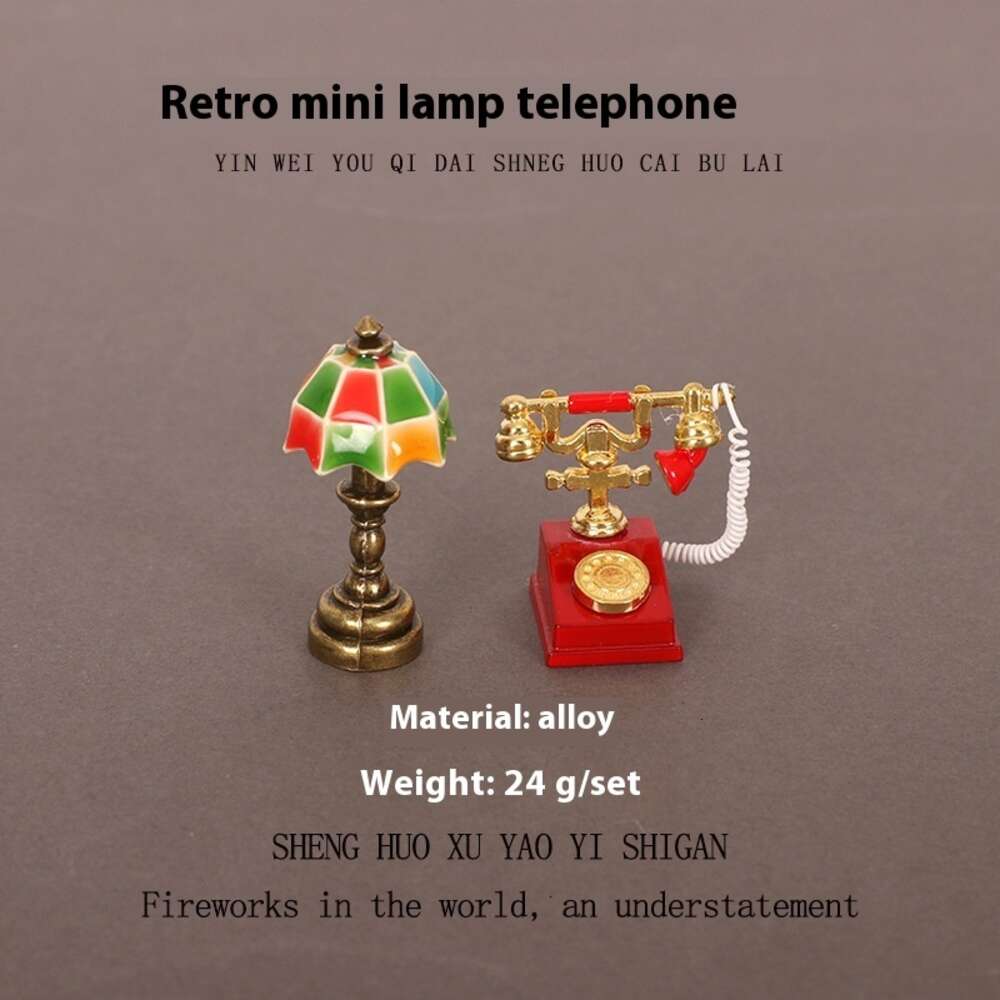 Charming Telephone-Shaped Mini Table Lamp - Artistic Alloy Craftsman's Work for Quirky Home Interiors and Small Scale Display Items