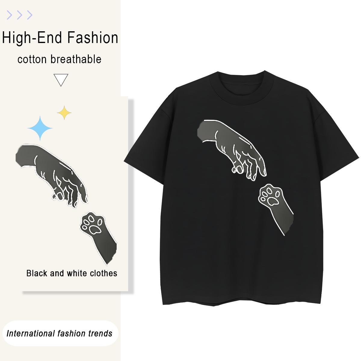 DIY Womens T Shirts 100% Cotton 230g Short Sleeve O-Neck Casual Daily Wear hands Womens Tshirts Lady DIY Anime Clothes Shirt