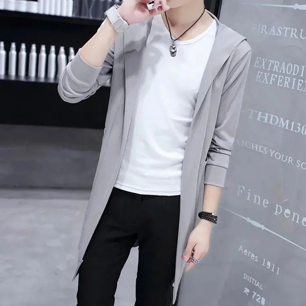 Autumn Men Fashion Korean Style Long Trench Coat Hooded Cloak Men Punk Hip Hop Cardigan Casual Streetwear Cape 240822