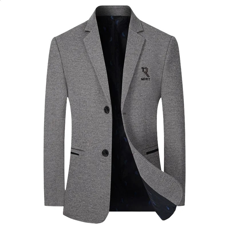 Men Business Casual Cashmere Blazers Suits Jackets Wool Blends Male Autumn Winter Slim Fit Coats Mens Clothing 240821