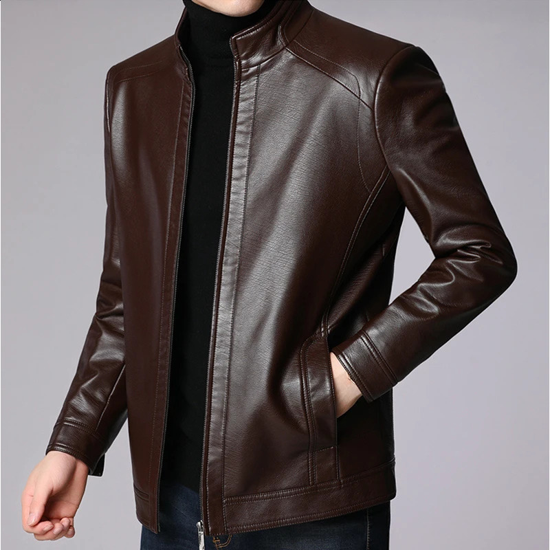 Men Leather Suit Jacket Men Slim Fit Blazer Coat Men Fashion Leather Jacket Streetwear Casual Blazer Jacket Male Outerwear 240822