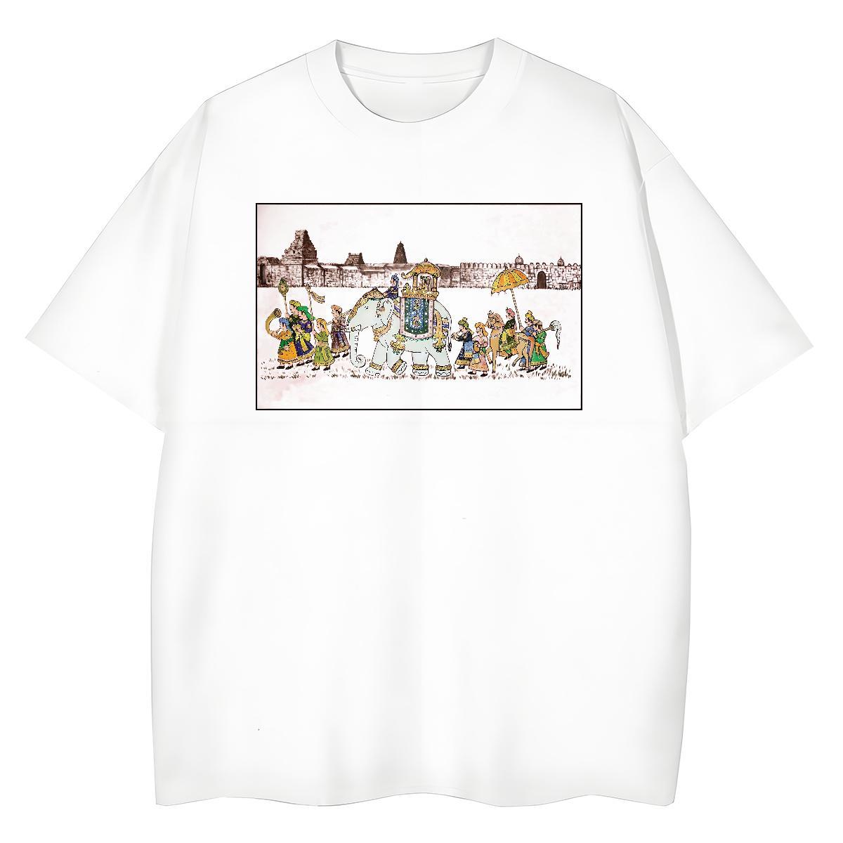 New T Shirts Women Breathable Crew Neck 230g Pure Cotton Women Tees Cartoon Printing L-4XL elephant Sports Street Wear Lady Tops