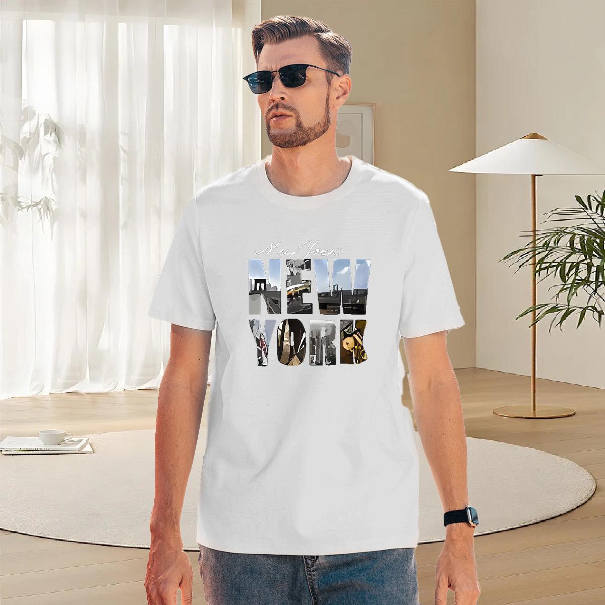 Loose Mens Tshirts Casual 230g 100% Cotton Custom Printing Short Sleeve O-Neck New York T-Shirts Wholesale Clothings