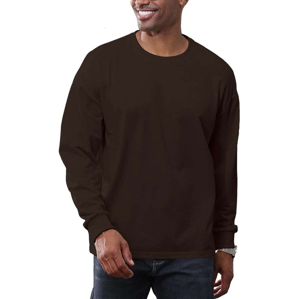 Long Sleeve Shirts for Men sweatshirt Mens Fashion Loose Fit T-Shirt Crew Neck Workout T Athletic Lightweight Long Sleeve Shirt Tee Streetwear Casual 