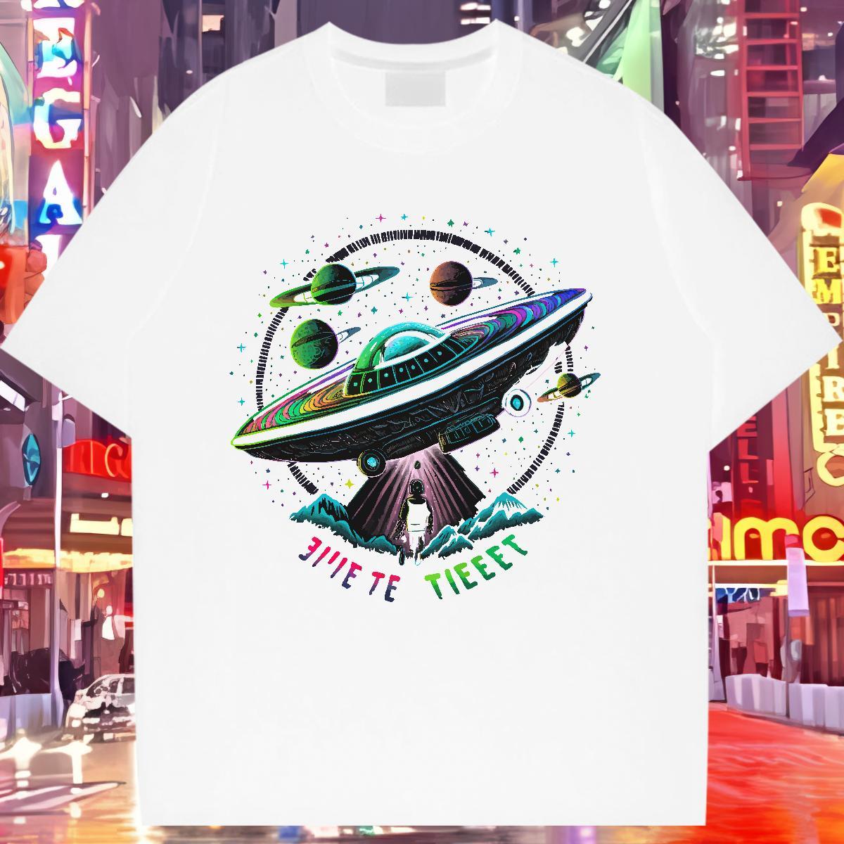 Fashion Casual Woman T Shirts Comfortable 100% Cotton 230g Woman Tshirt Custom Printed UFO Sports Casual Lady Tees