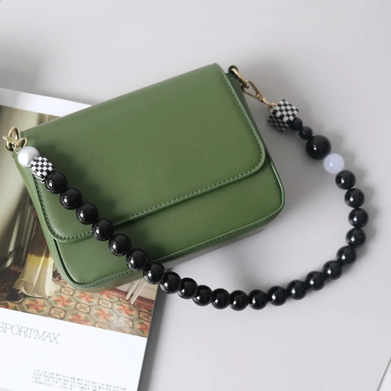 Woman Bag Accessory Black White Blue Acrylic Resin Beads Parts Handcrafted Wristband Women Replacement Bag Handle Chain 240821