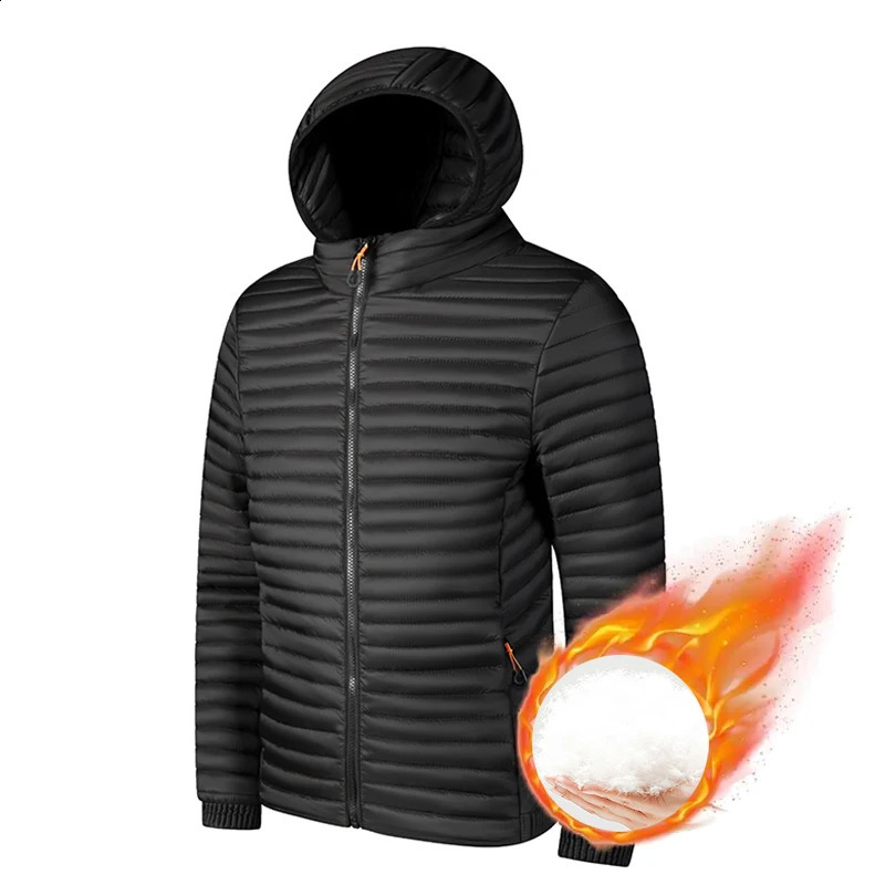 Mens winter warm Parkas jacket mens hooded casual detachable hat set 240822