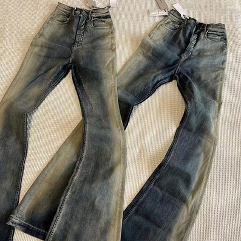 Designer Mens Jeans Black Flare Pants Men Clothing High Street Retro Baggy Harajuku Style Trend Streetwear Casual Trousers