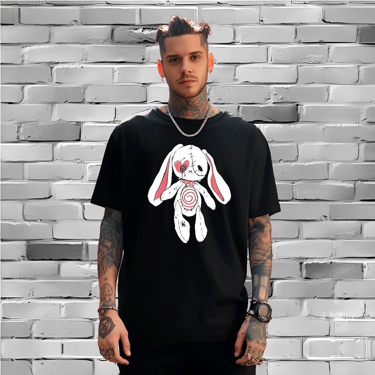 Cool rabbit T Shirts Men Home Outdoor Mens Tshirts 230g Cotton New Breathable Soft Graphic Clothings