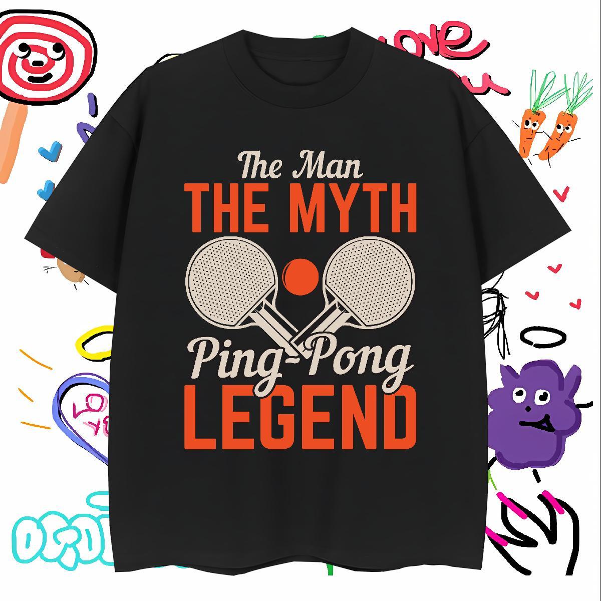 Loose PING PONG T shirt Casual Tshirt for Man Woman 230g Cotton Wholesale O-Neck Short Sleeve Anime Clothes