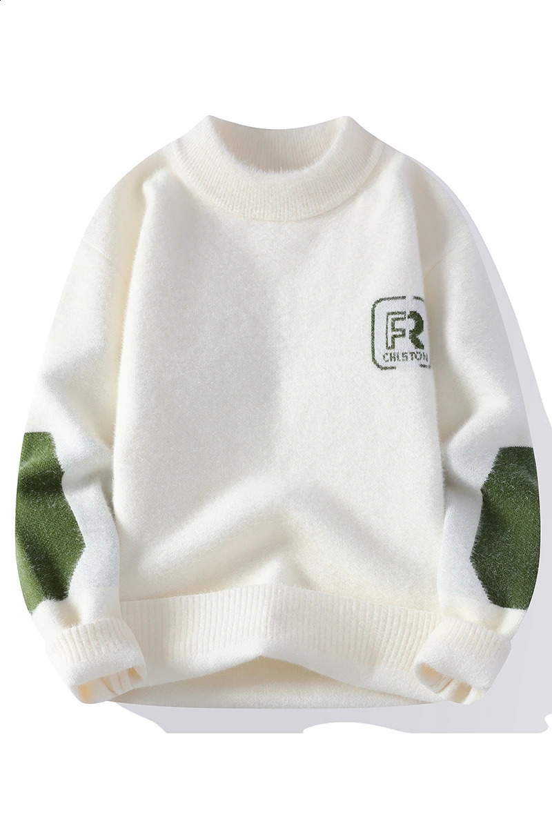 Sweater mens winter Korean warm message pattern sweater fashion wool M3XL 4XL 240821