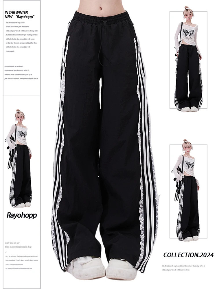 Women American Vintage 2000s Harajuku Sporty Pants Baggy Pantalones Trousers Y2k Japanese Goth Punk E-girl Loose Casual Joggers 240821