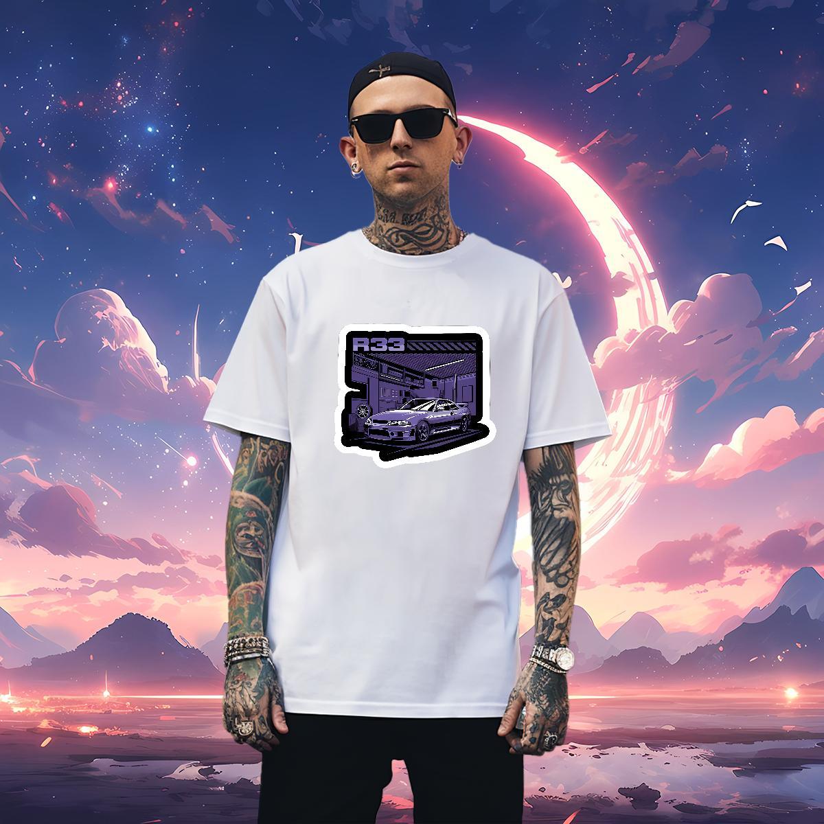 Classic beach T Shirt For Man Daily Outfit Men Clothes T-Shirt 100% Cotton 230g Customized Short Sleeve O-Neck Anime Print Clothings