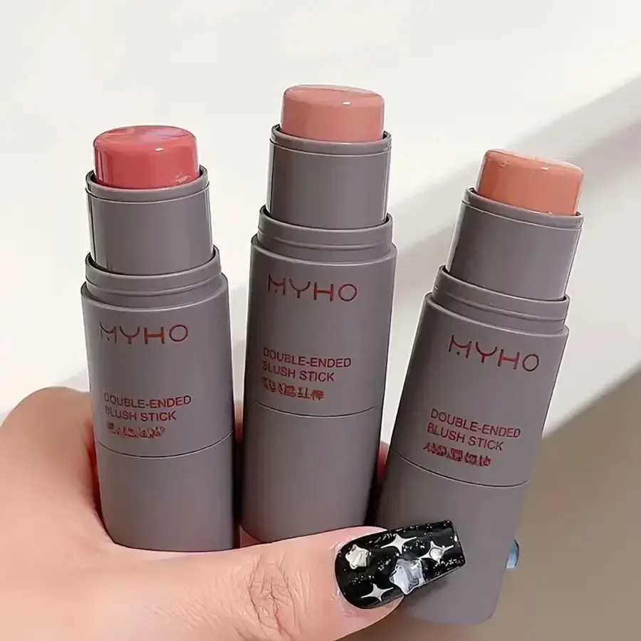 Double Head Sponge Monochrome Powder Ber Lip and Cheek Dual-use Durable Matte Natural Rouge Powder Ber Stick Light NaturXJ241225