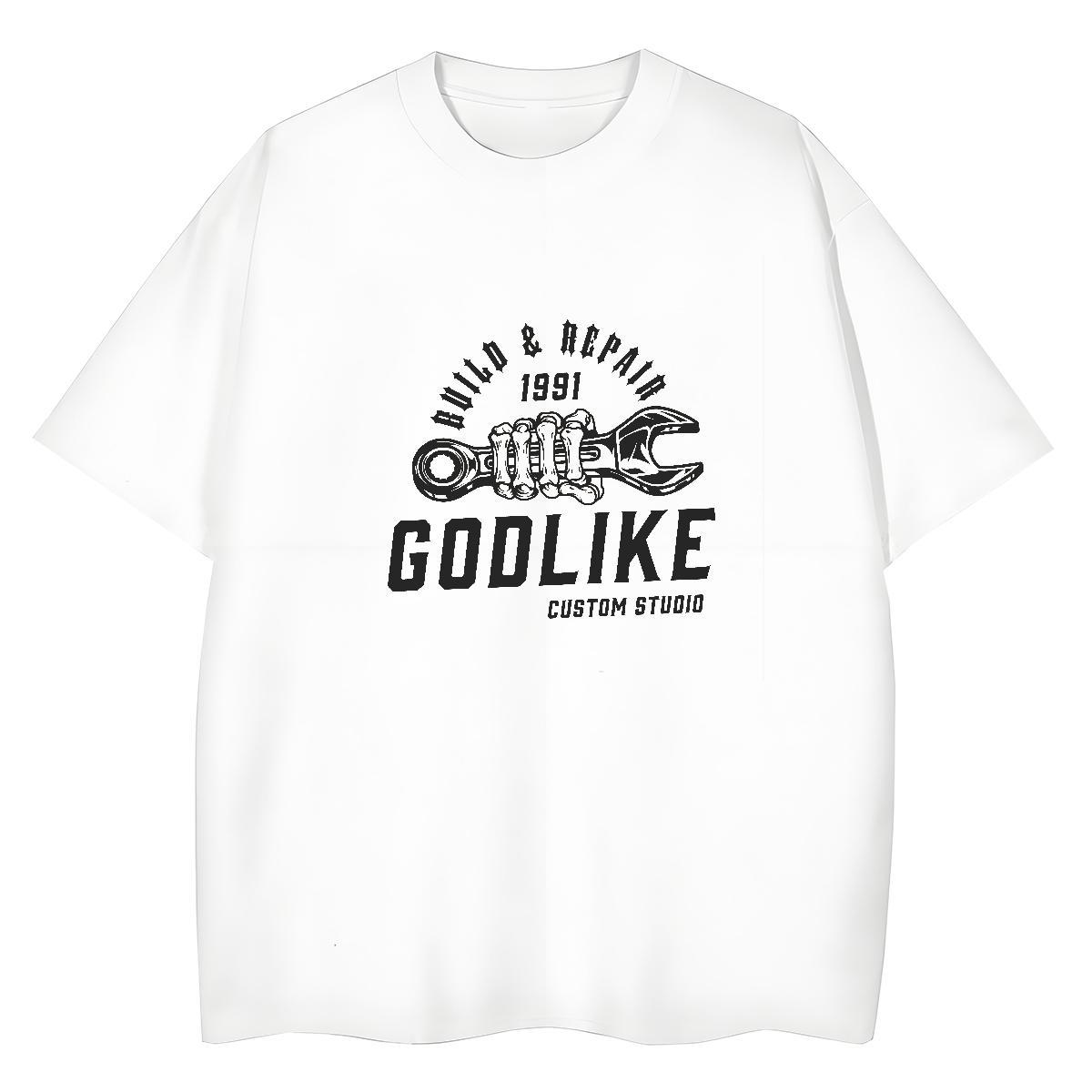 Loose Men Tops Tees Casual Daily Wear 100% Cotton 230g DIY Round Neck Short Sleeve tool Man T Shirts Fashion Designer Tee Shirt