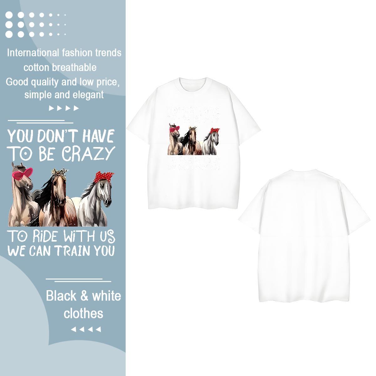 2024 Designer T shirt Breathable Short Sleeve 230g Pure Cotton Women Tshirts Anime Oversized horse Daily Wear Nice Tops