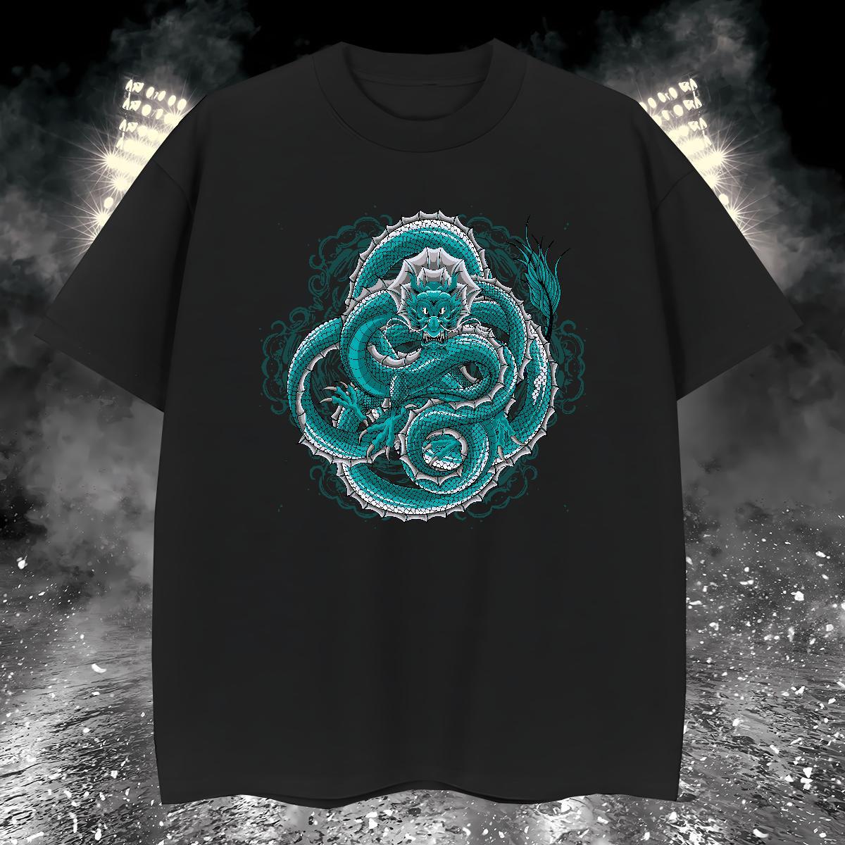 Cool Design dragon T shirt Casual Beach Tshirts 230g 100% Cotton Fashion Breathable Crew Neck Floral Print Tops Shirt