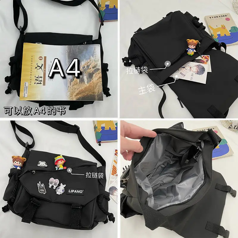 Nylon Handbags Shoulder Bag Large Capacity Crossbody Bags Men Harajuku Messenger Bag Student School Bags 240821