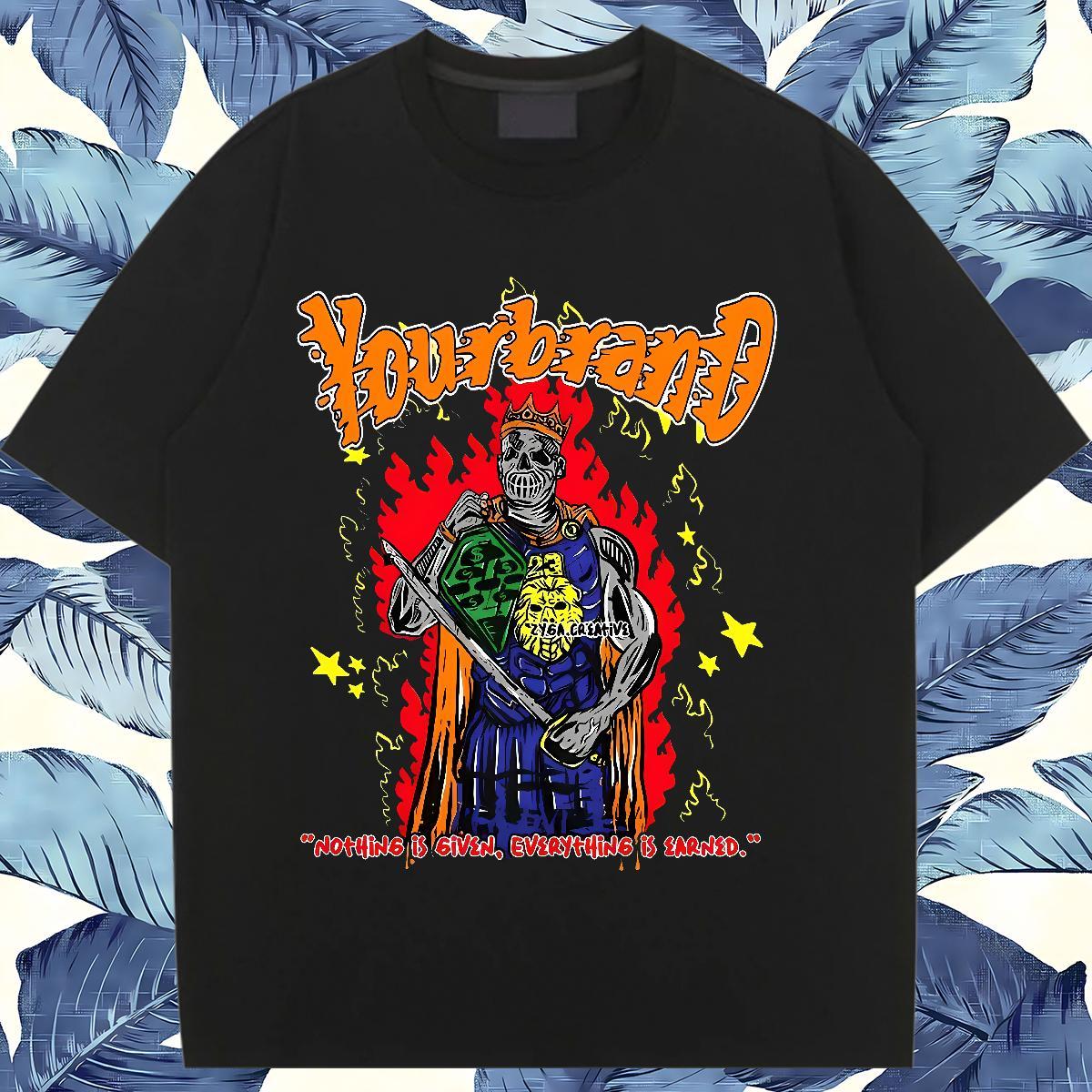 Popular Couples T Shirts 230g Pure Cotton cartoon Daily Outfit T Shirts Women Breathable Crew Neck Skull Tee Shirt