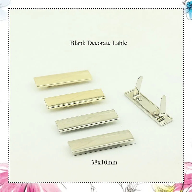 30pcs 10x38mm metal bag blank label custom decorative label buckle used for shoes wallets handbags DIY hardware sewing accessories 240821