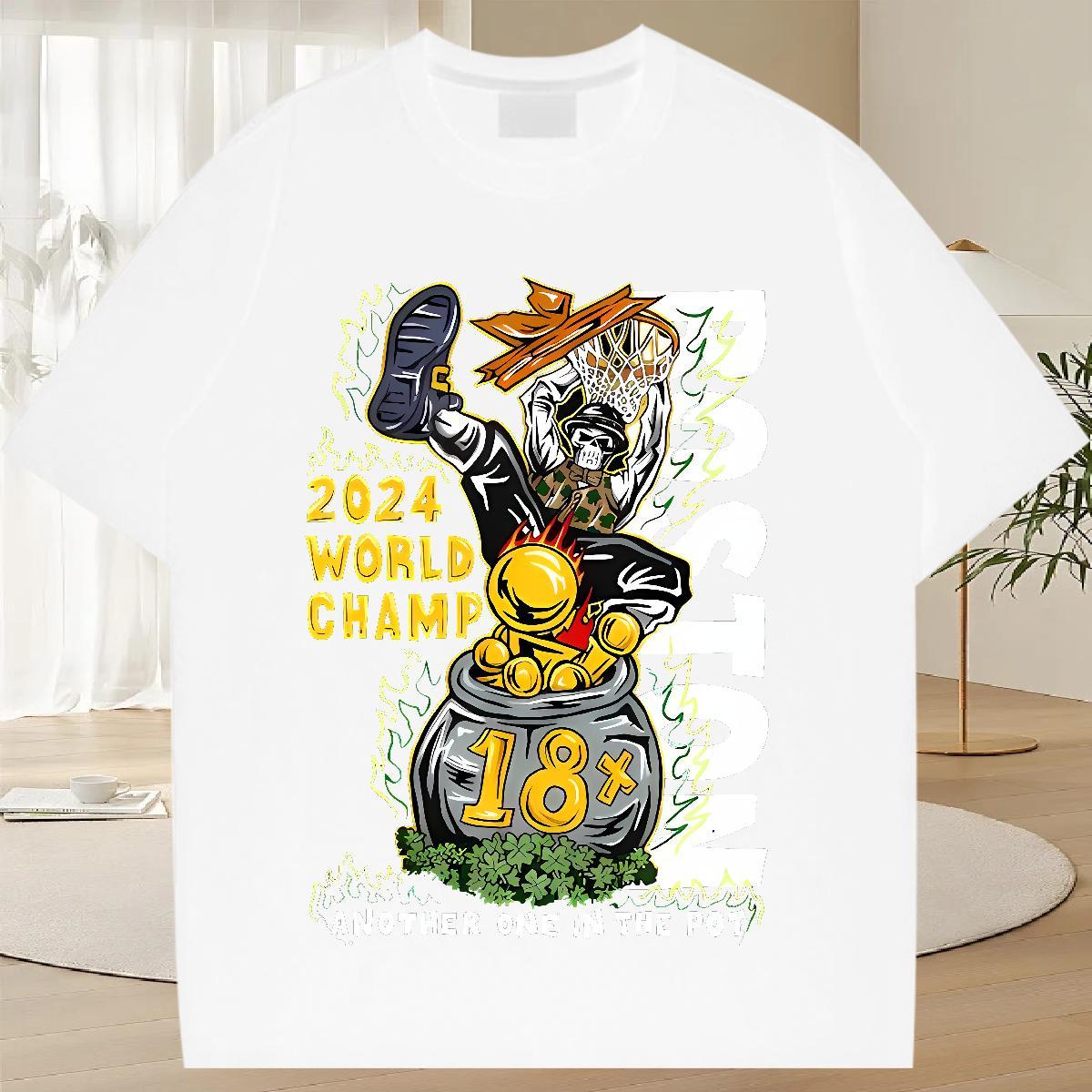 2024 Casual Woman T Shirts 230g Pure Cotton O Neck Short Sleeves Casual Daily Wear skull Couples T Shirts Lady Plus Size Custom Tee Shirt