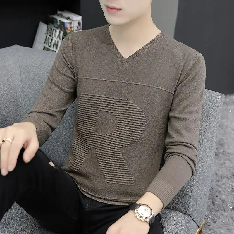 Brown floral knit mens business shirt Vneck Y2k retro streetwear X selling product S Sheap 240821