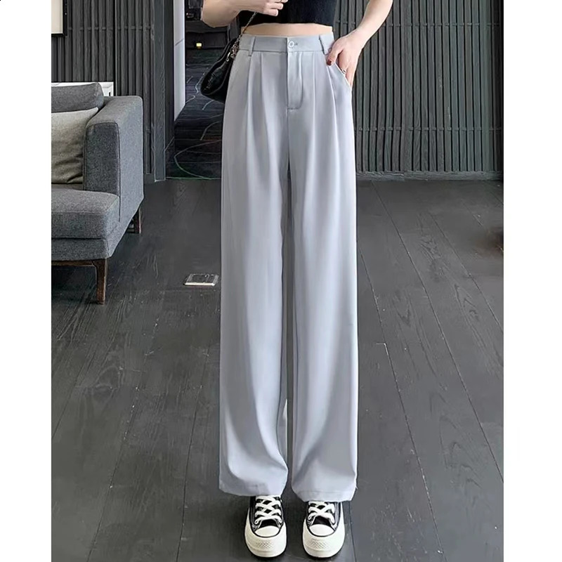 Women Korean Fashion Trousers Female Thin Joggers Slacks Fitness Baggy Green Black White Pink Gray Straight Leg Pants 240821