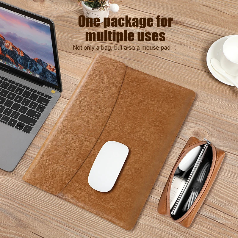 Computer Sleeve Case for Mac Book iPad Air M1 M2 13 14 15 6 16 Pro 12 9 11 Inch Cover Bag Pouch Briefcase Leather 240821