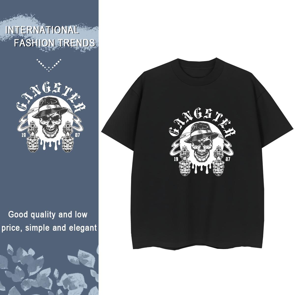 Fashion Casual T Shirt For Woman 230g 100% Cotton Breathable Short Sleeve Daily Outfit skull Womens Tshirts Loose DIY Logo Clothes