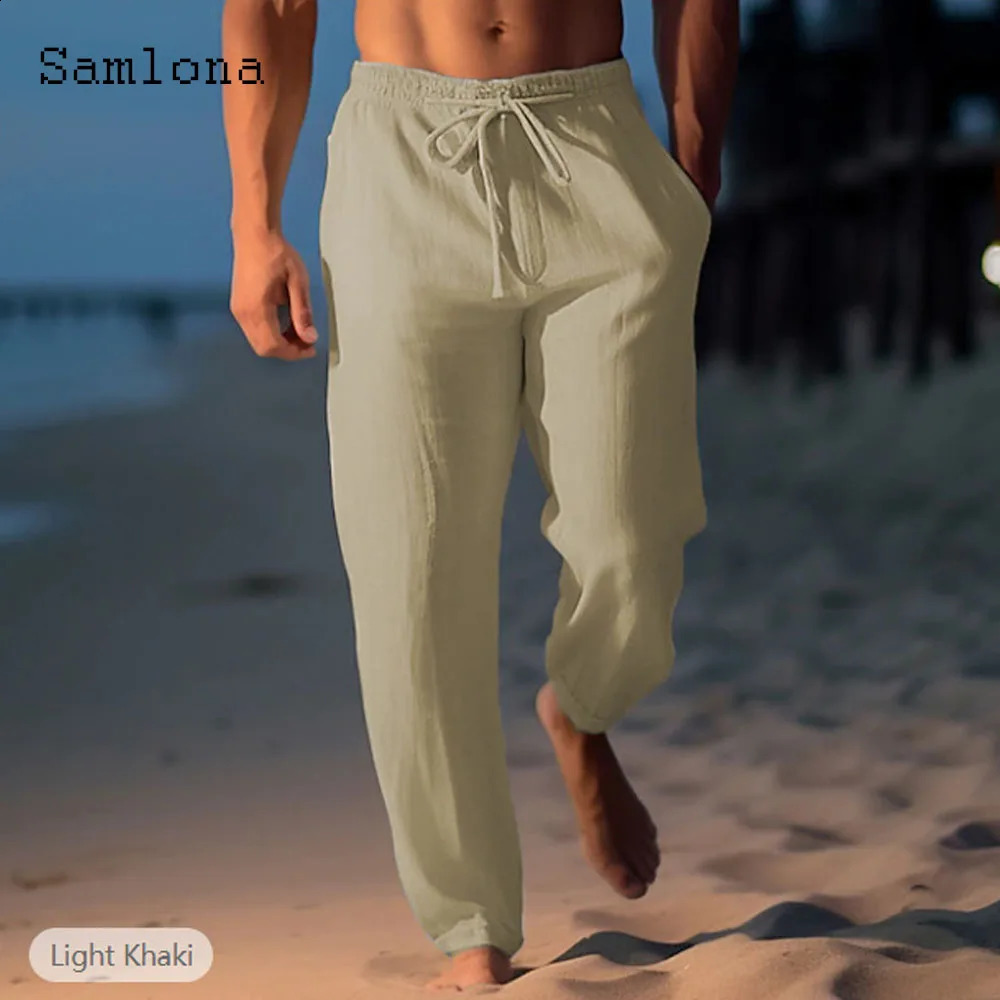 America and Europe Fashion Leisure Cotton Pants Solid White Ankle-Length Trouser Plus Size Men Casual Drawstring Sweatpants 240822