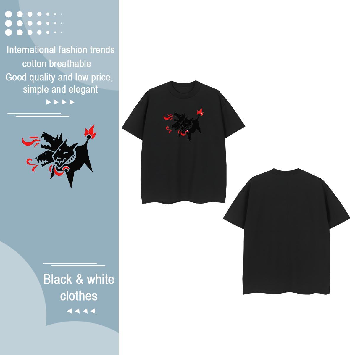 Fashion New T Shirt For Woman Crew Neck 230g Cotton Womens Tshirts Skull wolf Sports Casual Wholesale Tees