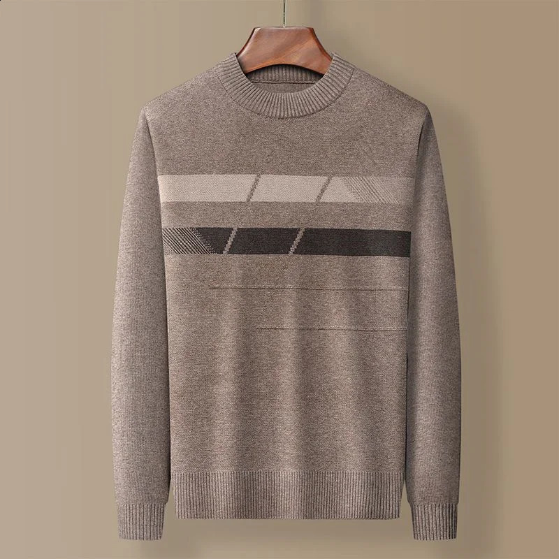 Autumn and Winter Mens Thick Plain Sweater Fashion Casual Edition Round Neck Long Sleeve Knitted Warm Bottom Top 240821
