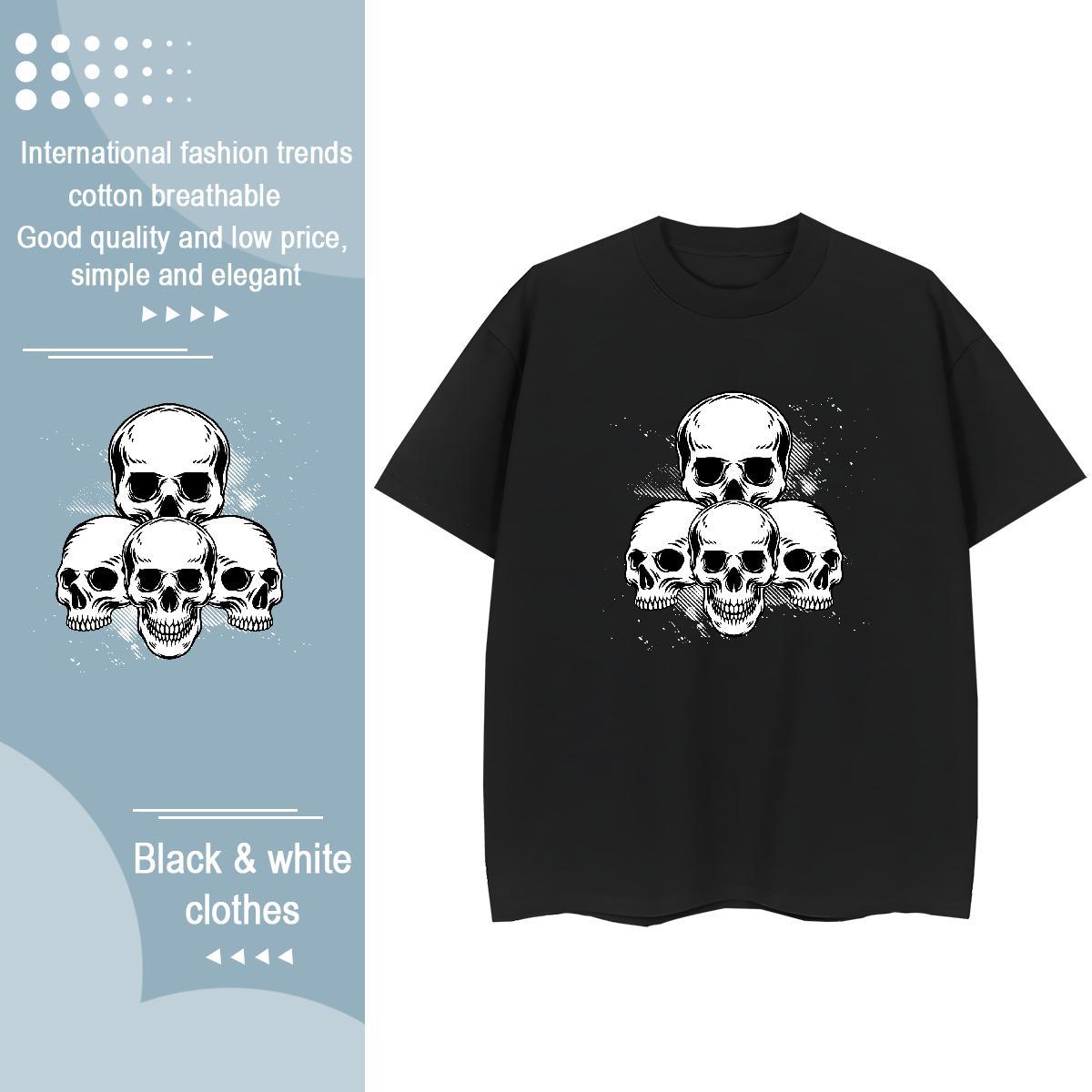 Factory Direct T-Shirts 100% Cotton 230g Round Neck Short Sleeve Summer Casual skull Tshirt for Man Woman Designer Custom Printing Wear