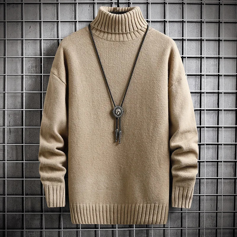 Winter Mens Turtleneck Cashmere Sweater Trend Plush Thickening Bottoming Sweater Solid Color Casual Fashion Male Warm Pullovers 240821