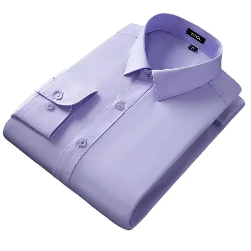 Mens shirt long sleeved trendy and handsome business professional white-collar non ironing wrinkle resistant blue top 240822