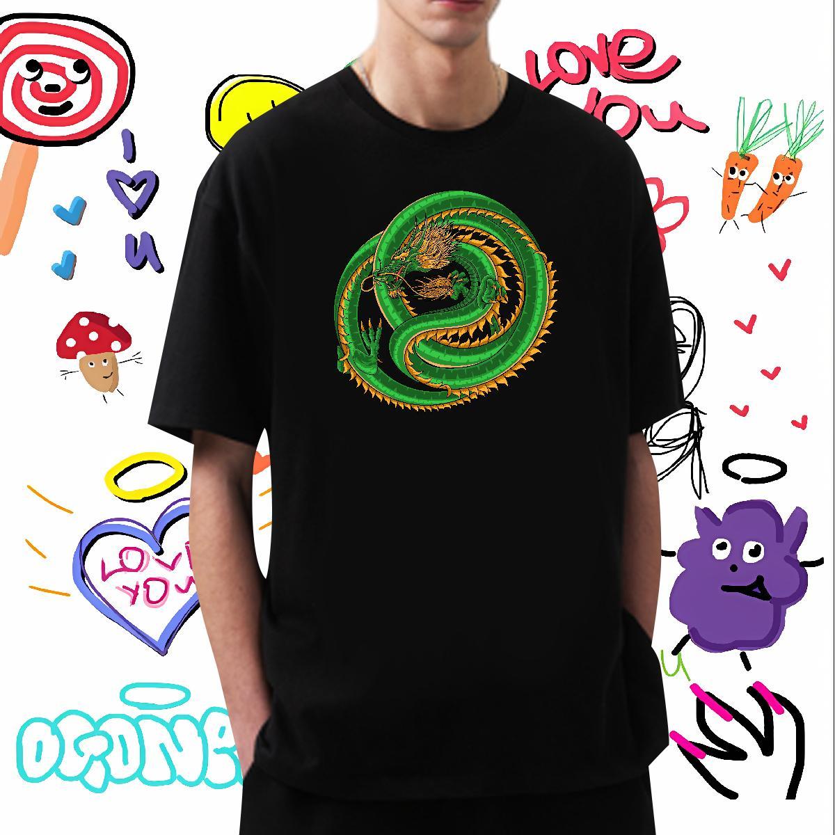 Popular dragon Mens T Shirts High Street Hip Hop Couples T Shirts 230g Pure Cotton 2024 Designer Short Sleeve O-Neck Oversized 3XL 4XL Tees Shirts