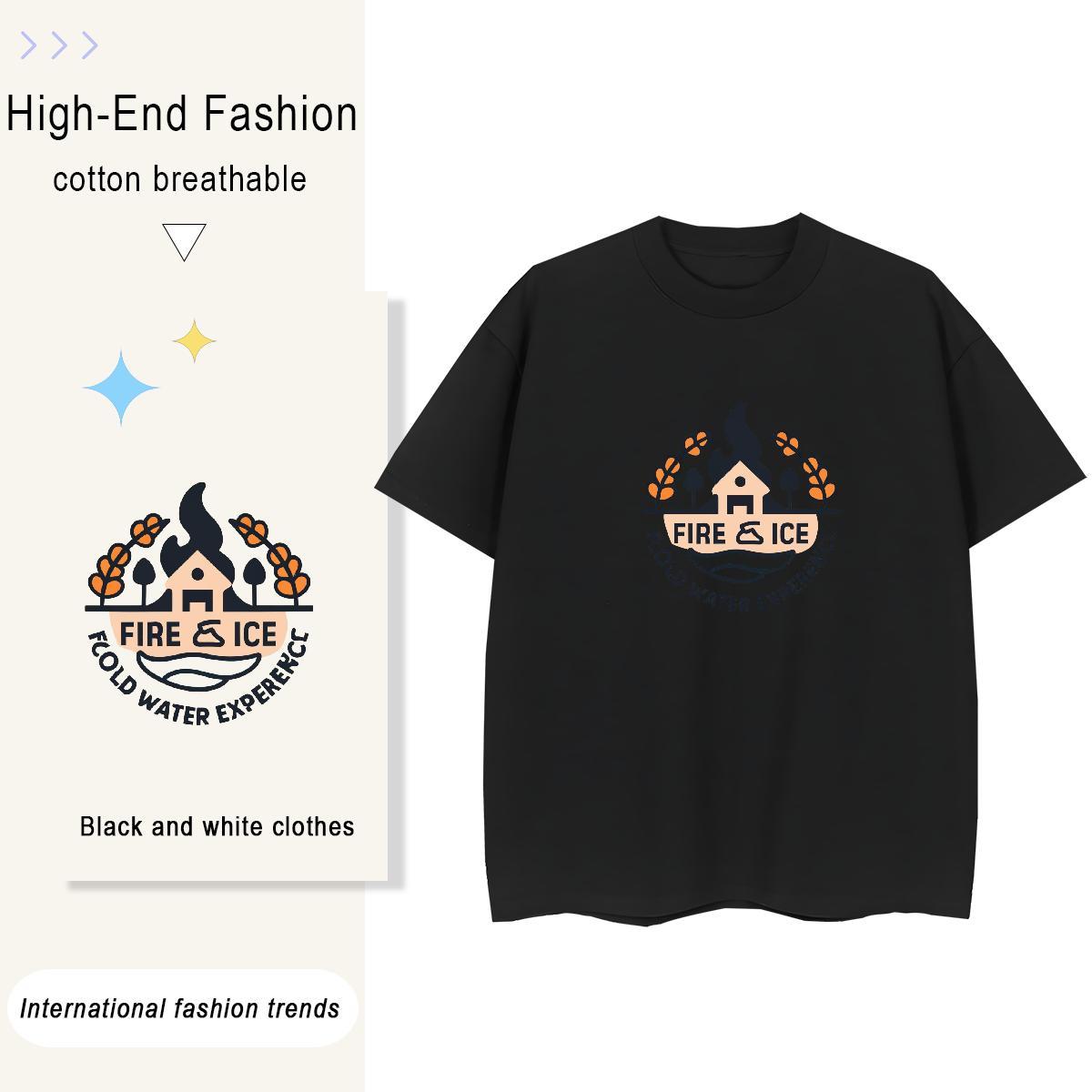 Unisex Lady T shirt 230g Pure Cotton letter Casual Sport T Shirt For Woman Crew Neck DIY Anime Tops Shirt
