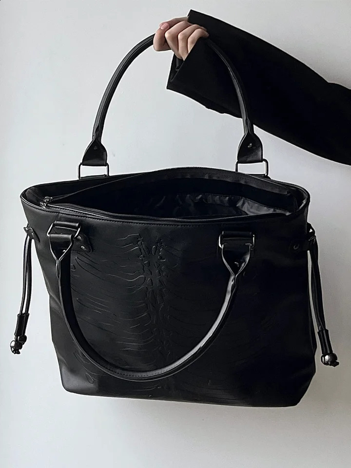 JIAERDI Gothic Dark Handbag Women Punk Pu Leather Large Capacity The Tote Bags Female Harajuku Aesthetic Black Shoulder Bag Y2k 240821