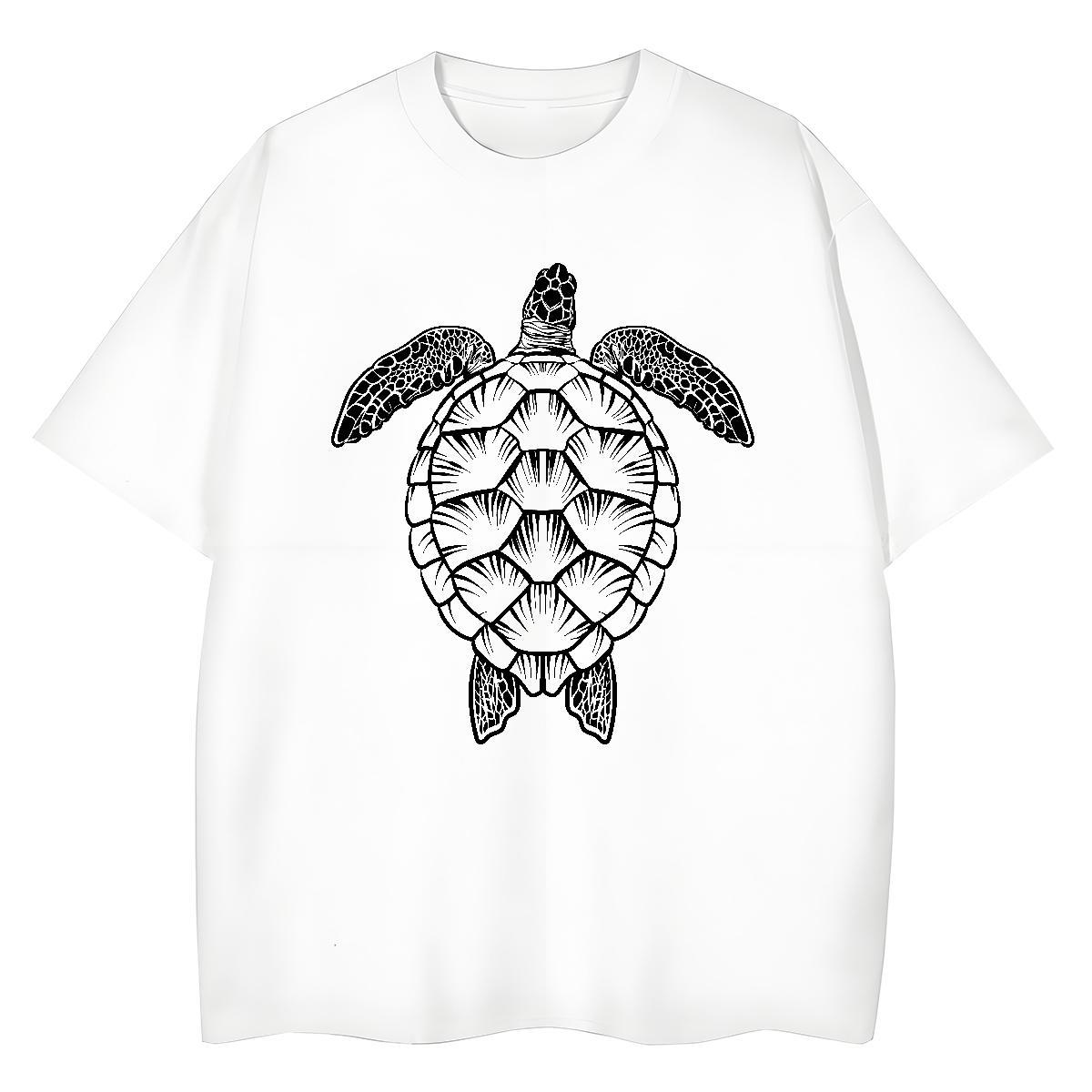 2024 Casual T shirt Crew Neck Breathable 230g Pure Cotton Unisex Tshirts Anime Oversized tortoise Sports Casual Comfortable Polos