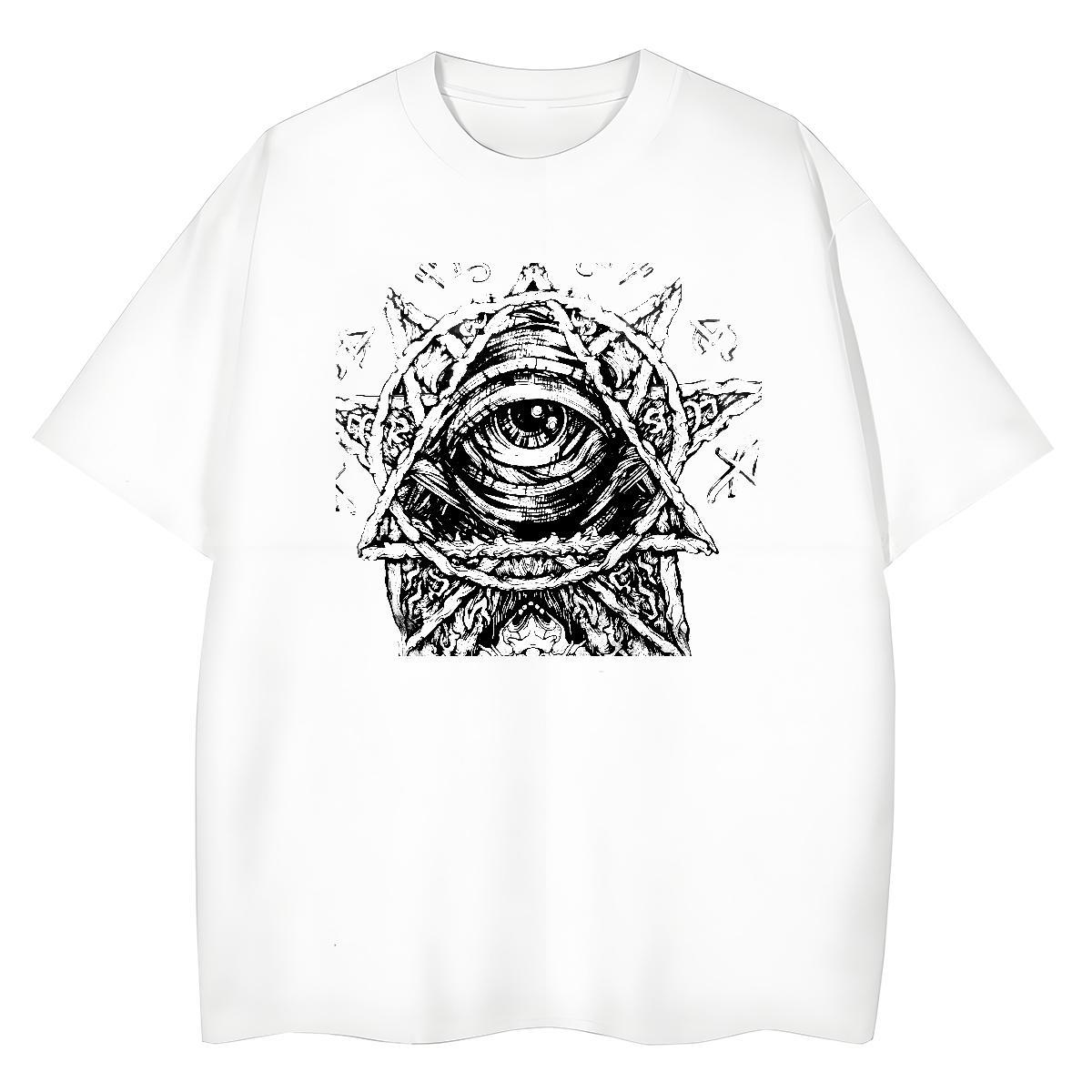 Custom Woman T Shirts 230g Cotton Crew Neck Breathable High Street Hip Hop eye of the devil Woman Tshirt Popular Custom Printing Tops Tees