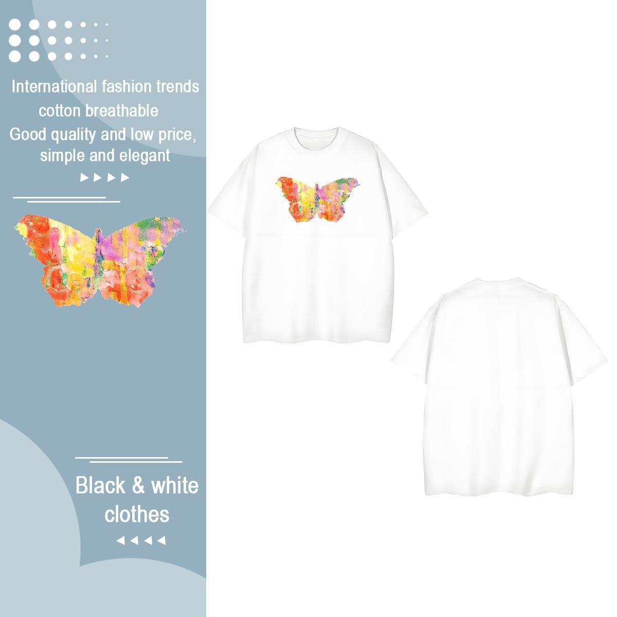 New Arrival Women T Shirts O Neck Short Sleeves 230g 100% Cotton Womens Tshirts Anime Butterfly Sports Casual Designer Tops Shirt