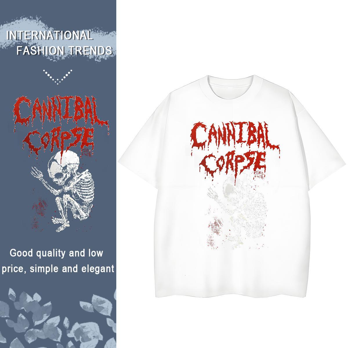 Wholesale Womens Tshirts 230g Pure Cotton scary Street Casual T-Shirts for Women O-Neck Short Sleeve Plus Size Cartoon Clothes Shirt