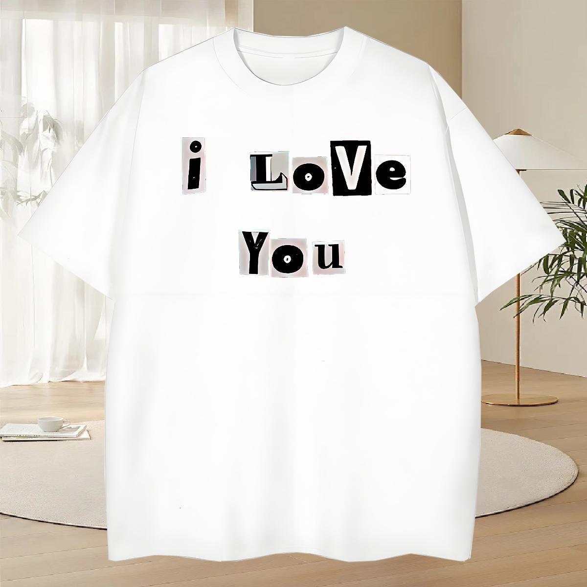 Cool Men Tshirts Hip Hop Street 230g Pure Cotton Floral Print Breathable Crew Neck letter T-Shirts for Men 2024 DIY Tops Shirt