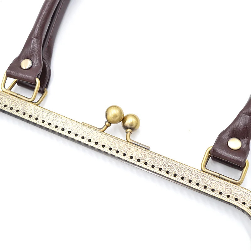 10Pcs 24cm metal wallet frame handle kiss lock antique bronze tone DIY manufacturing clutch bag handbag PU accessories 240821