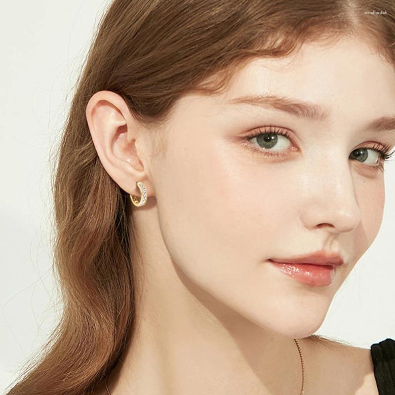 Hoop Earrings 14K Gold Plated For Women 2.5mm Moissanite Diamond Certified 925 Silver Hypoallergenic Studs Piercing Jewelry