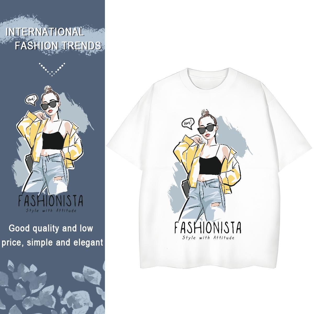 Classic Woman T Shirts 230g 100% Cotton Short Sleeve O-Neck Casual Beach character Unisex Tshirts Loose Anime Tees Shirts