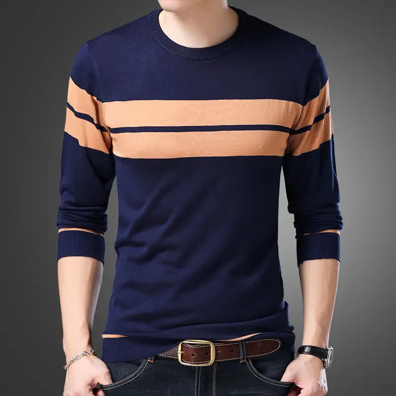 Fashion Oneck patchwork knitted casual sweater mens clothing autumn item super large Korean floral full matching warm top 240821